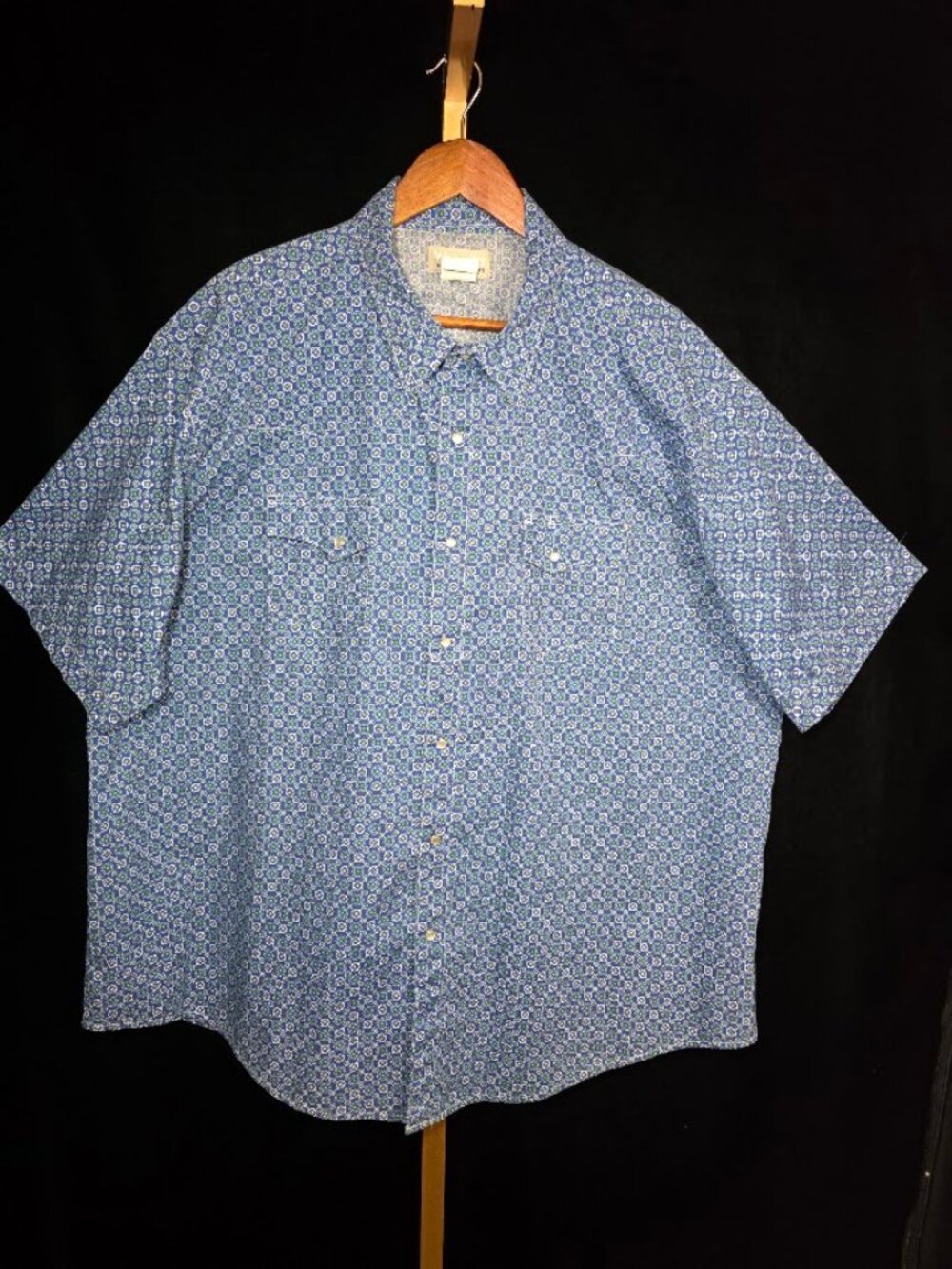Wrangler Wrancher Blue Pearl Snap Short Sleeve Western Shirt Sz 3X